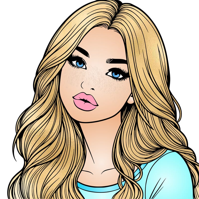 realistic girl with hair on her hair and lips