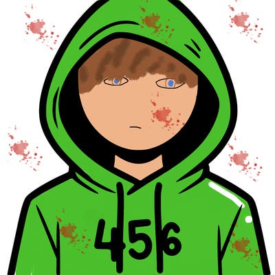 a person with non face waering a hoodie with a 456 symbol