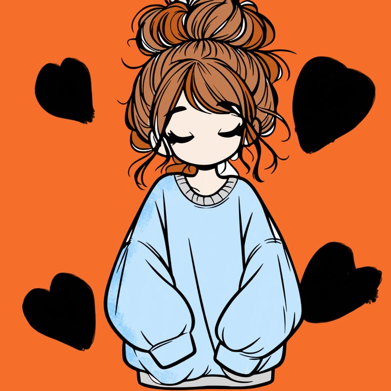 girl with baggy sweatshirt and messy bun
