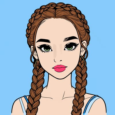 realistic girl with braids
