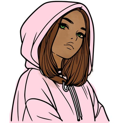 a realistic girl in a hoodie