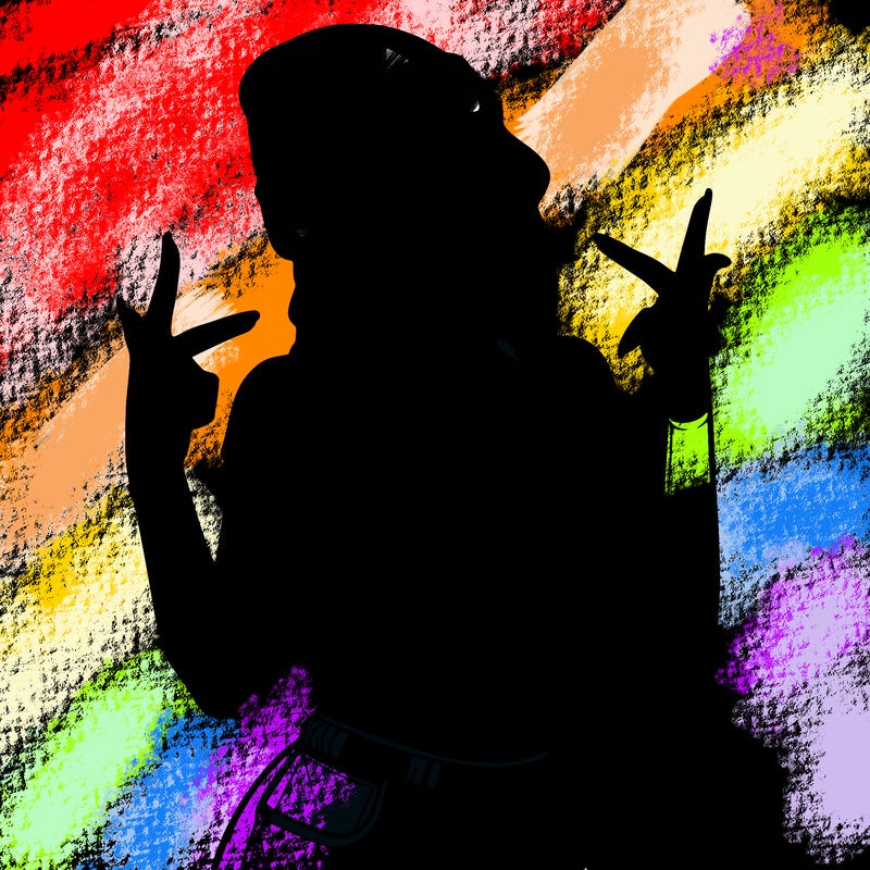 realistic teenage girl with braids and a beanie and crop top doing 🫶🏼