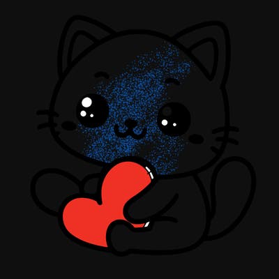 cute cat holding a big heart