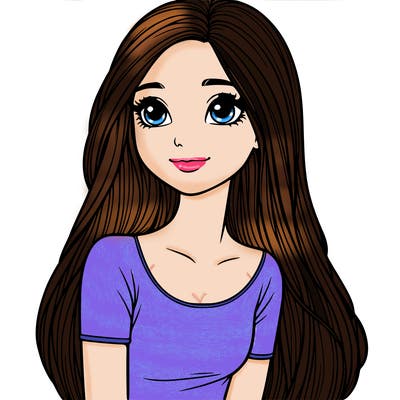 realistic girl with long hair