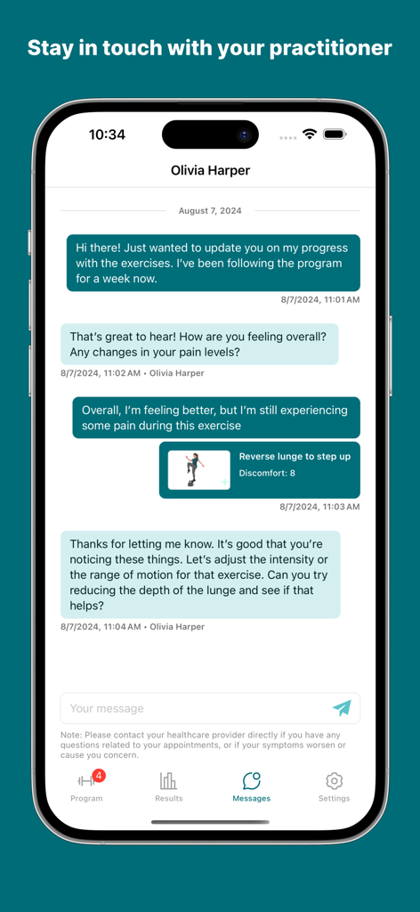 Vita-Health - Interface mostrando um chat seguro entre um paciente e seu profissional de saúde dentro do aplicativo Vita-Health.