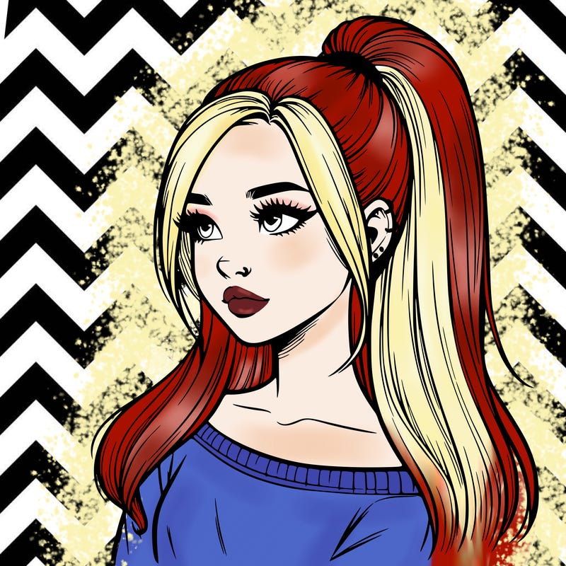 realistic girl with a high ponytail