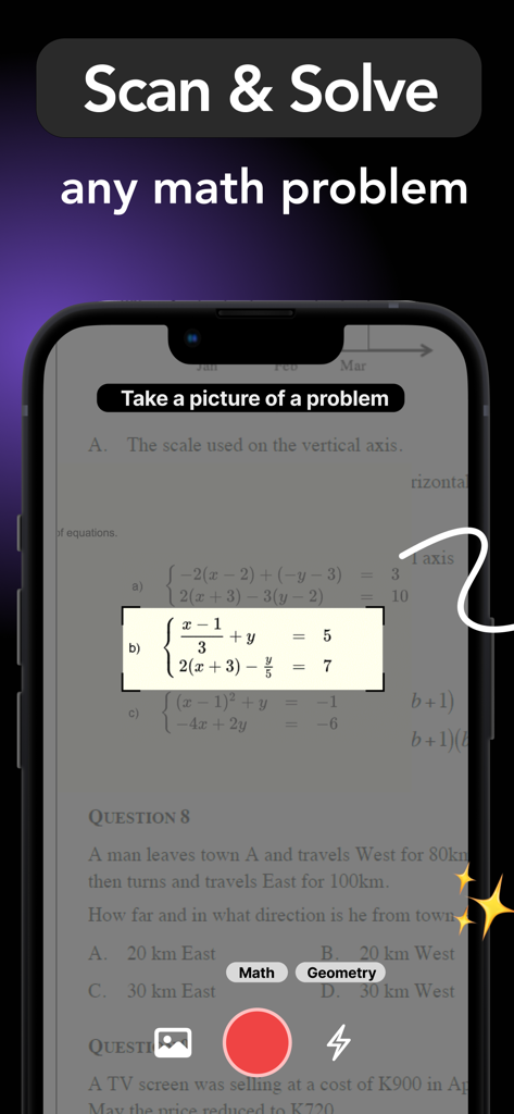 Math AI Homework Helper Solver - スマートフォンが数式をスキャンして、Math AIアプリを使用して即座に解答を提供している様子
