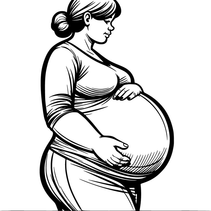 one heavily pregnant woman realistic