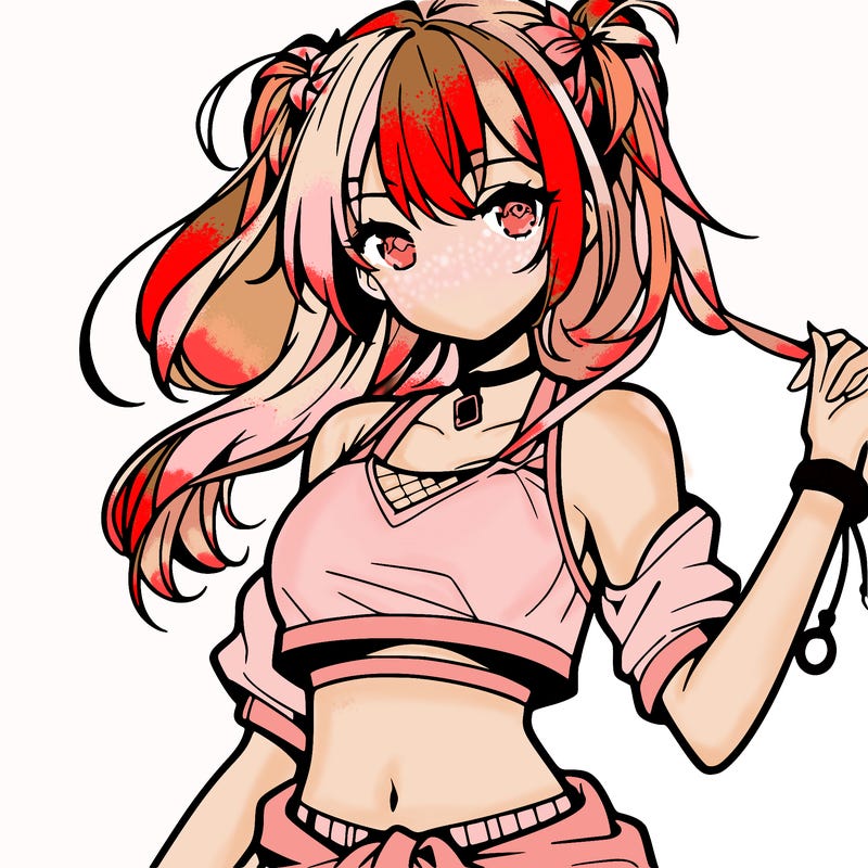 anime girl with crop top