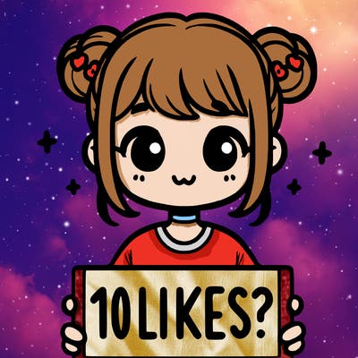 cute girl that is holding a sign that says 10 likes?