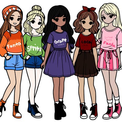 a group of five girls