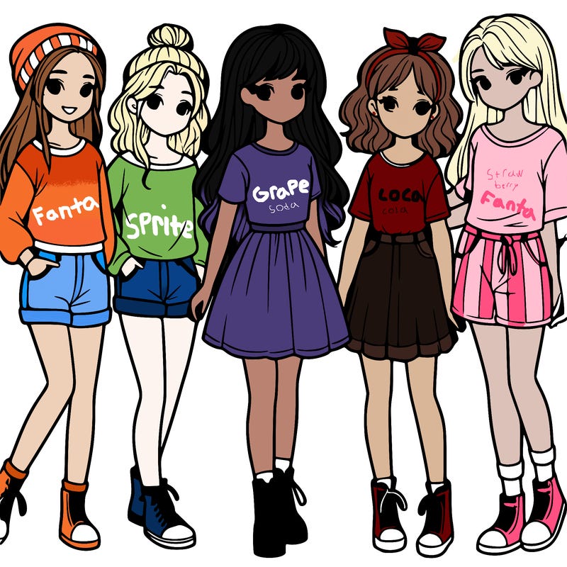 a group of five girls