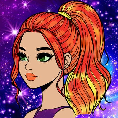 realistic girl with a high ponytail