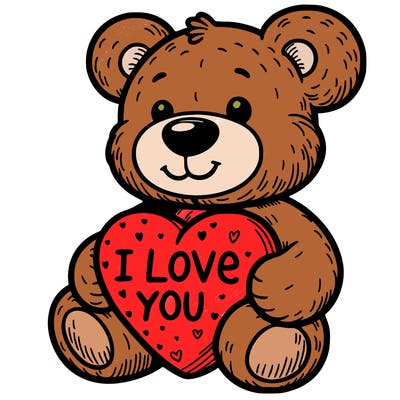 teddy bear holding an i love you heart