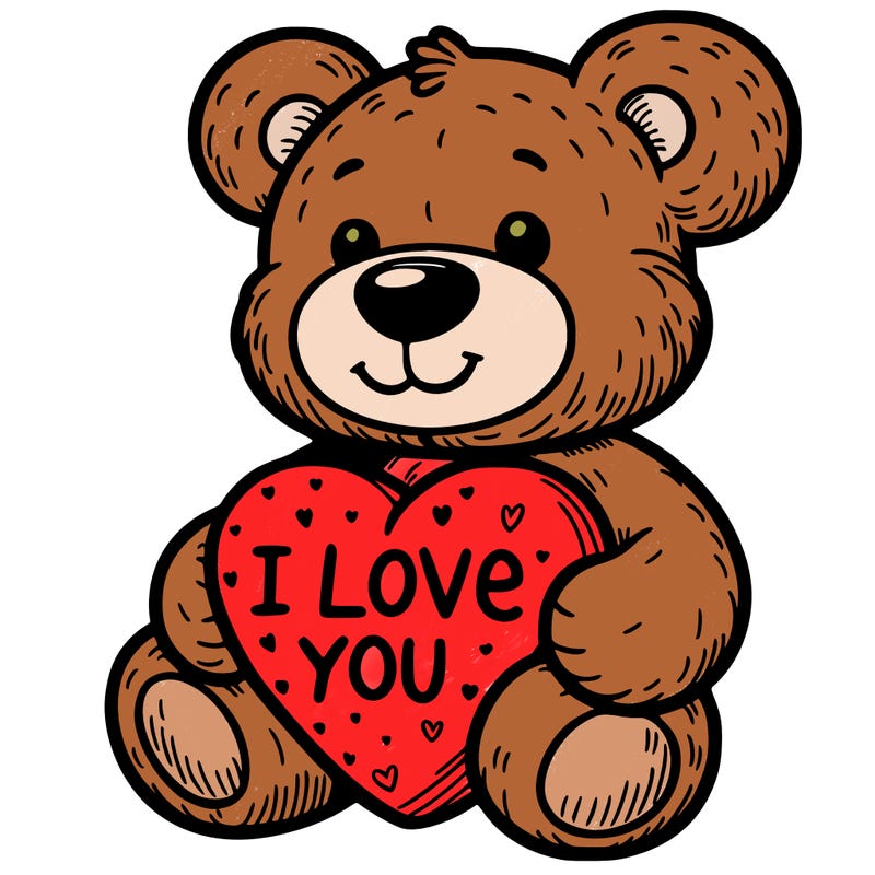 teddy bear holding an i love you heart