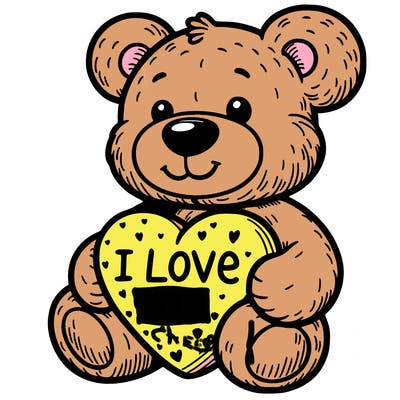 teddy bear holding an i love you heart