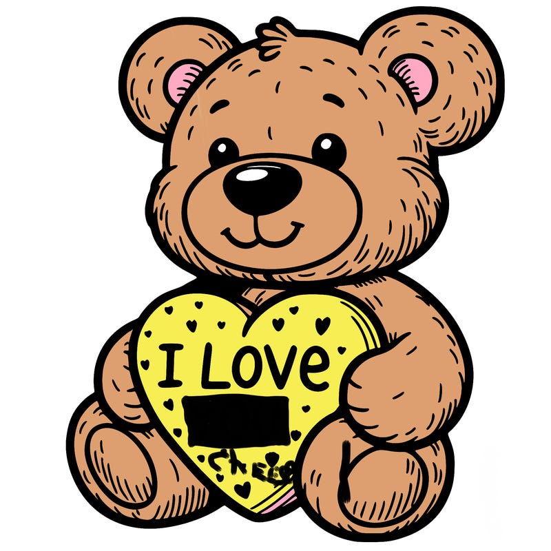 teddy bear holding an i love you heart