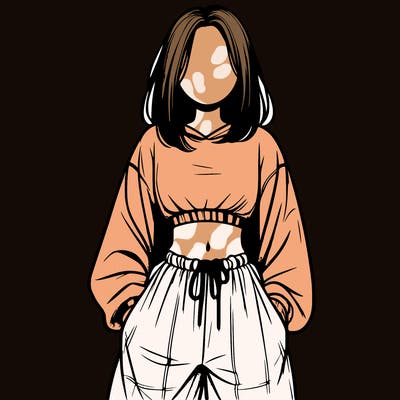 realistic girl faceless with baggy pants and a crop top