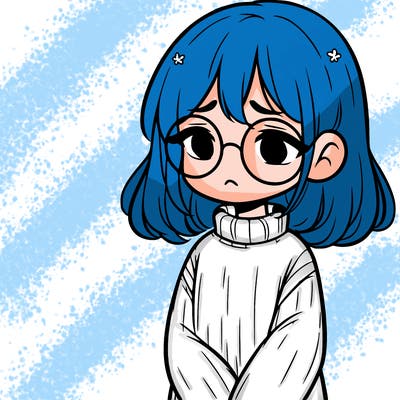sad girl with glasses in a sweater