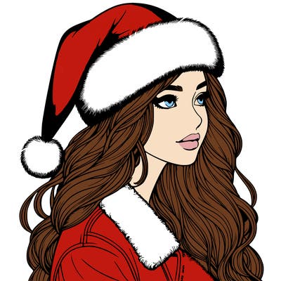realistic girl in santa hat