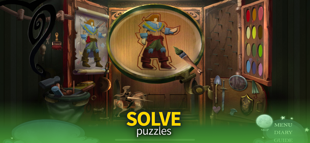 Ein künstlerisches Charakter-Märchen-Puzzle in dem Abenteuerspiel ReDrawn The Tower