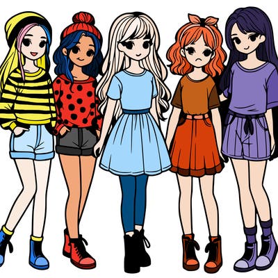 a group of five girls