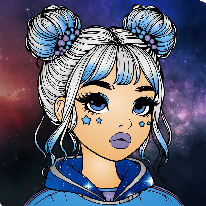 realistic girl with space buns