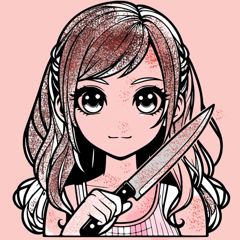 realistic girl holding a knife