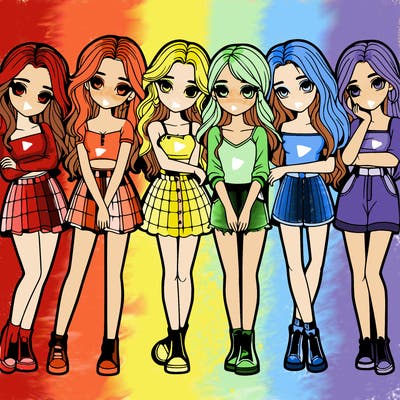 a group of girls realistic