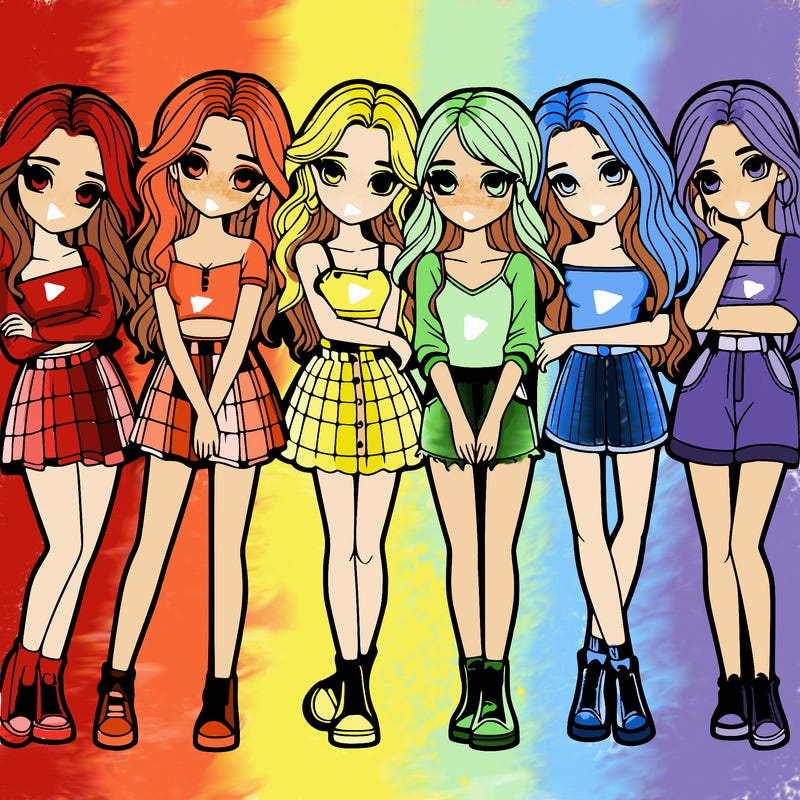 a group of girls realistic