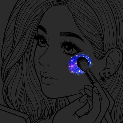 a realistic girl doing her makeup