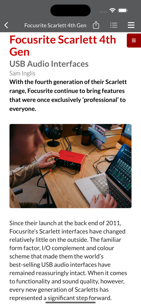 Sound On Sound USA - Focusrite Scarlett 4th Gen audio interface review article
