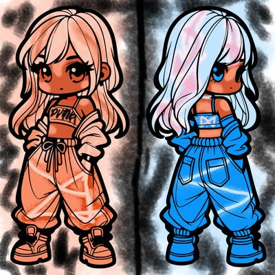 girl in crop top and baggy pants