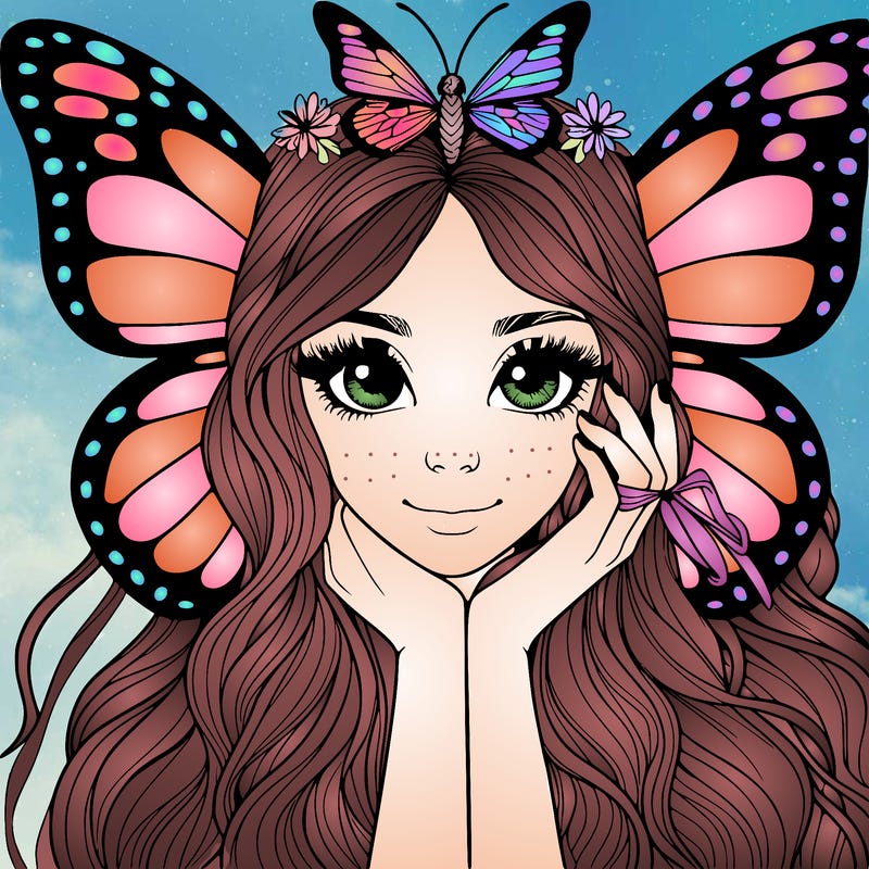 butterfly realistic girl