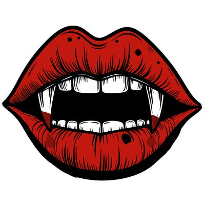 lips with vampire teeth