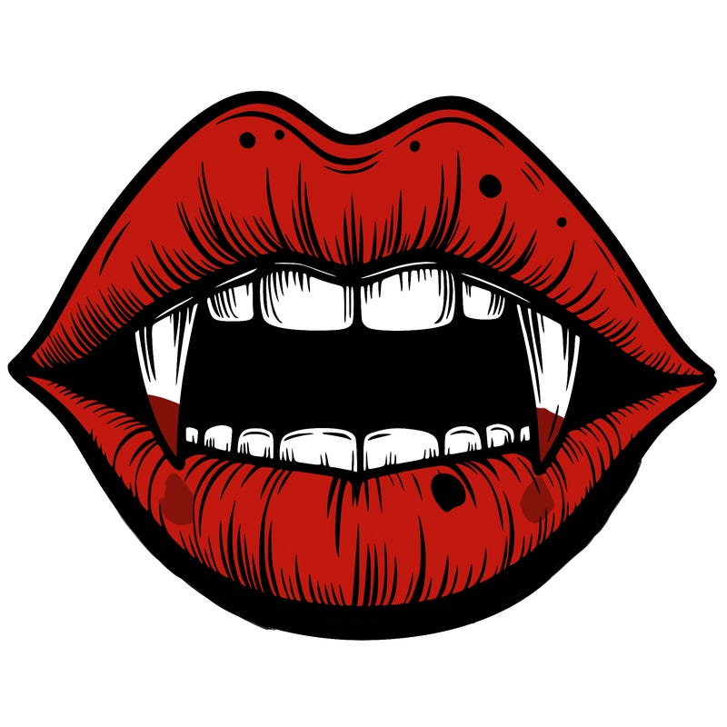 lips with vampire teeth
