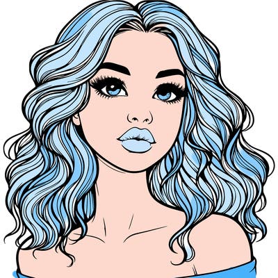 realistic girl with wavy hair and lips