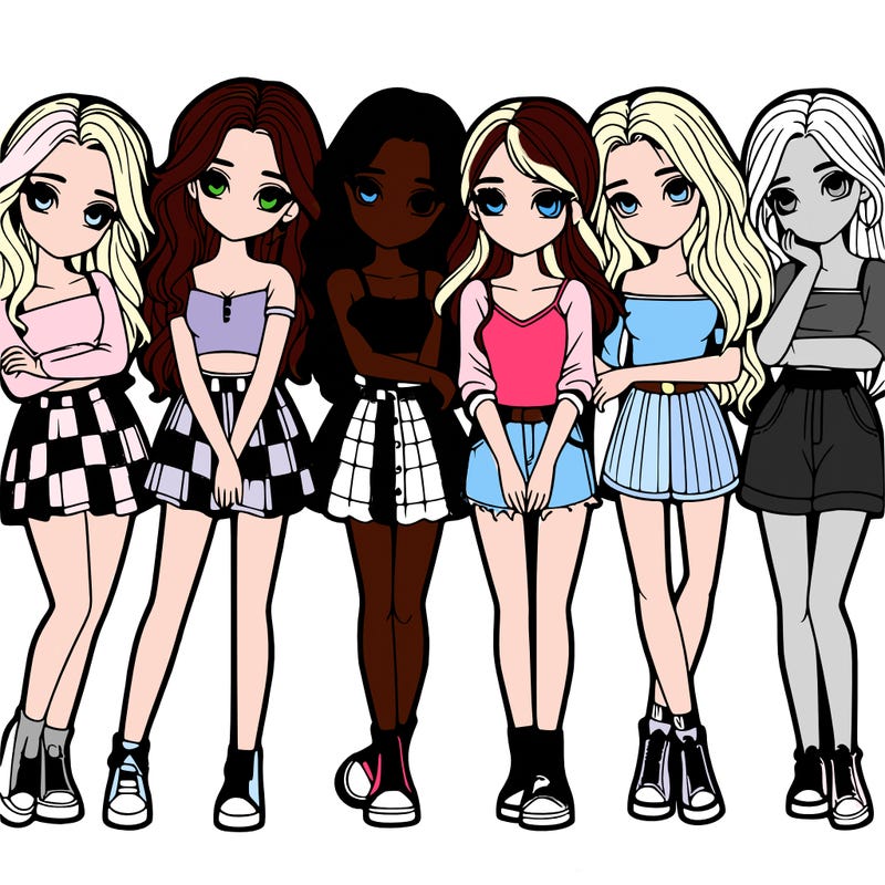 a group of girls realistic