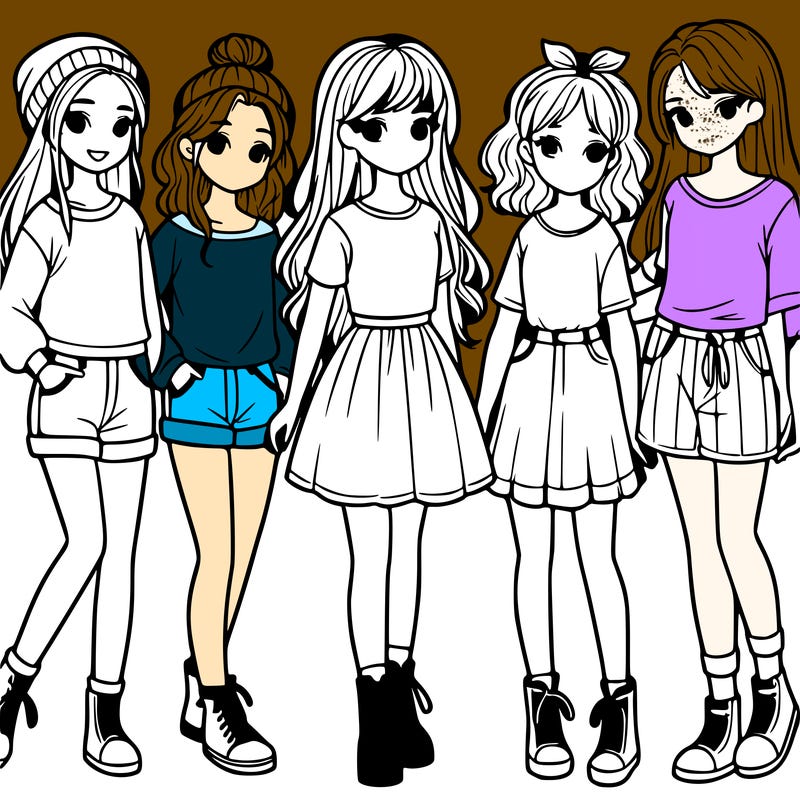 a group of five girls