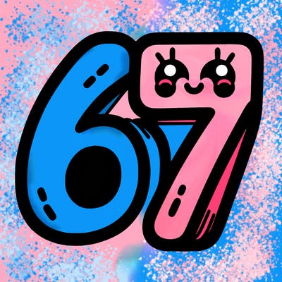 the numbers 67