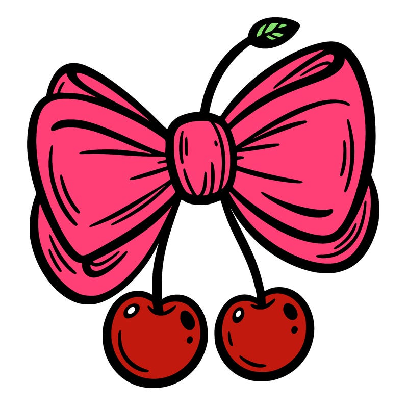 bow with a cherry wrapped around it