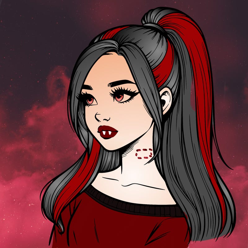 realistic girl with a high ponytail