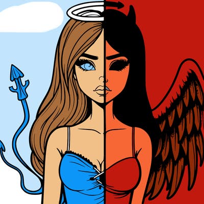devil vs angel realistic girl