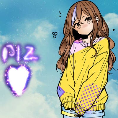 manga teen girl  in a sweater and baggy pants