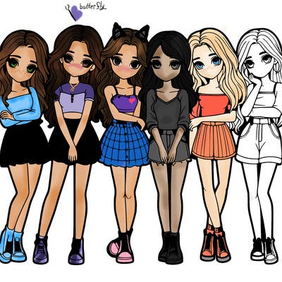 a group of girls realistic