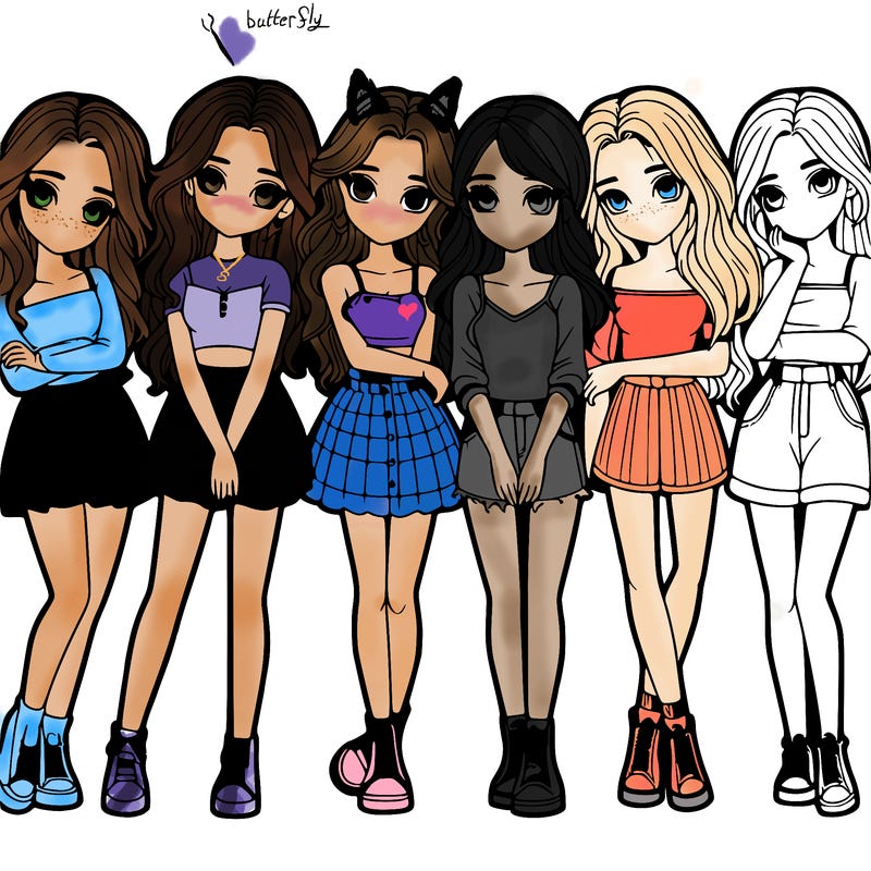 a group of girls realistic