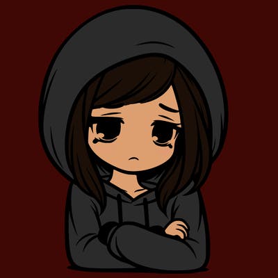 depressed girl in a hoodie
