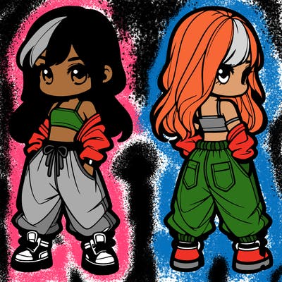 girl in crop top and baggy pants