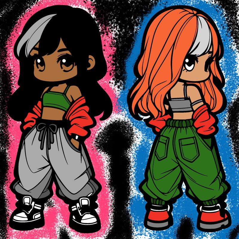 girl in crop top and baggy pants