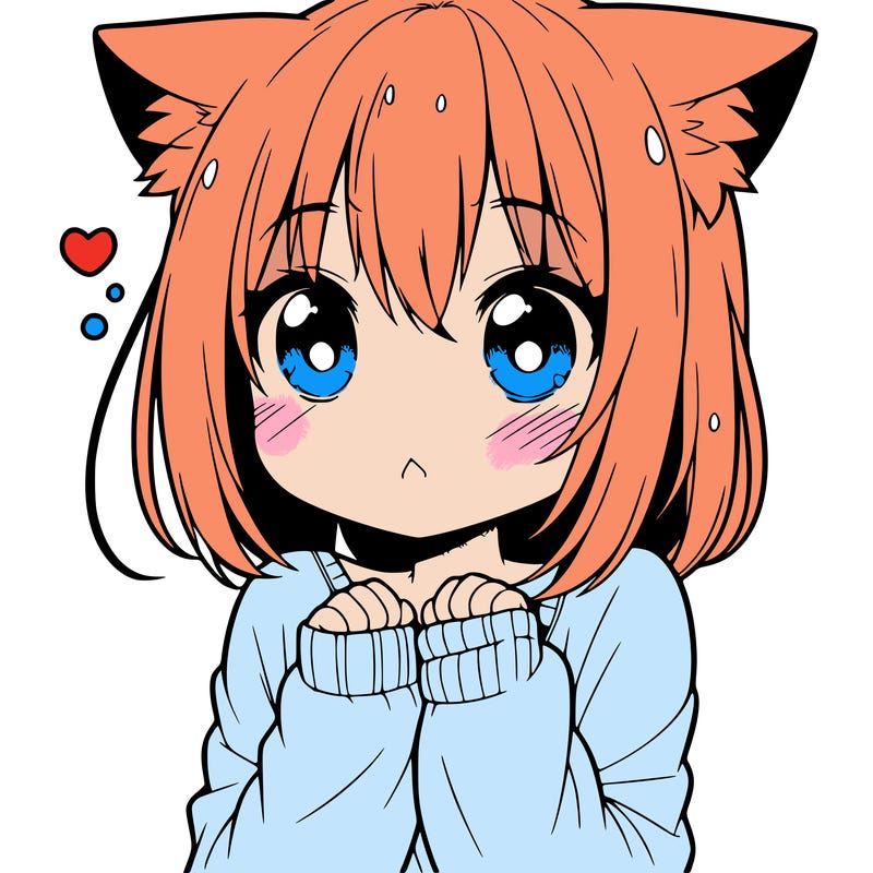 shy anime catgirl